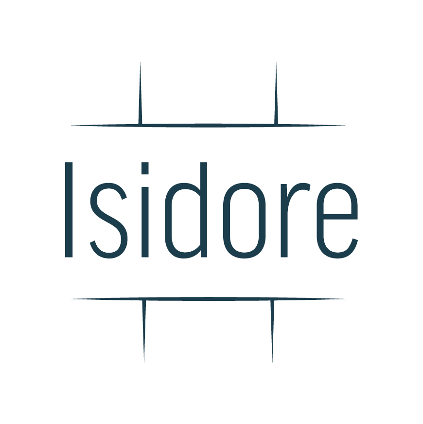 The logo of Isidore. The lines are a nod to stitches in fabric.