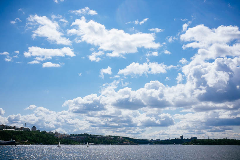 The sunny sky in Stockholm as seen from a ferry boat on its way to an archipelago island.