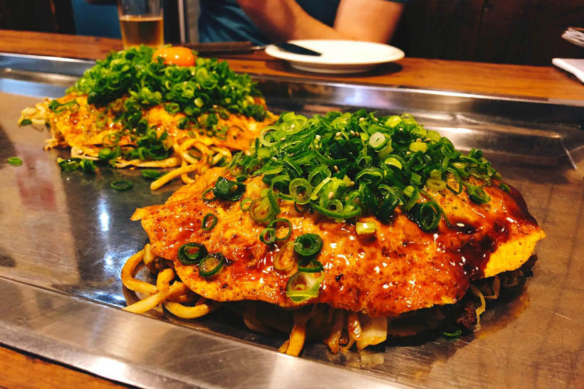 Our Hiroshima style okonomiyaki.