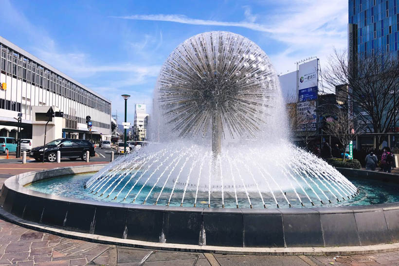 A cool looking fountain at Okayama Station.