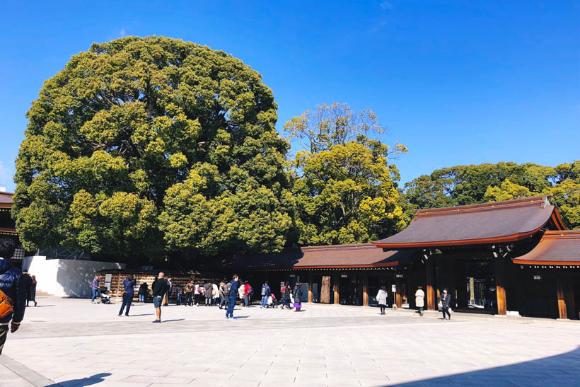 The inner court of the Meji Shrine in Tokyo, Japan.