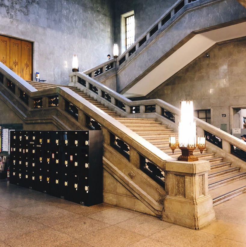 The main stairs in the entrance hall of the Tokyo National Museum in Ueno Park in Tokyo, Japan.