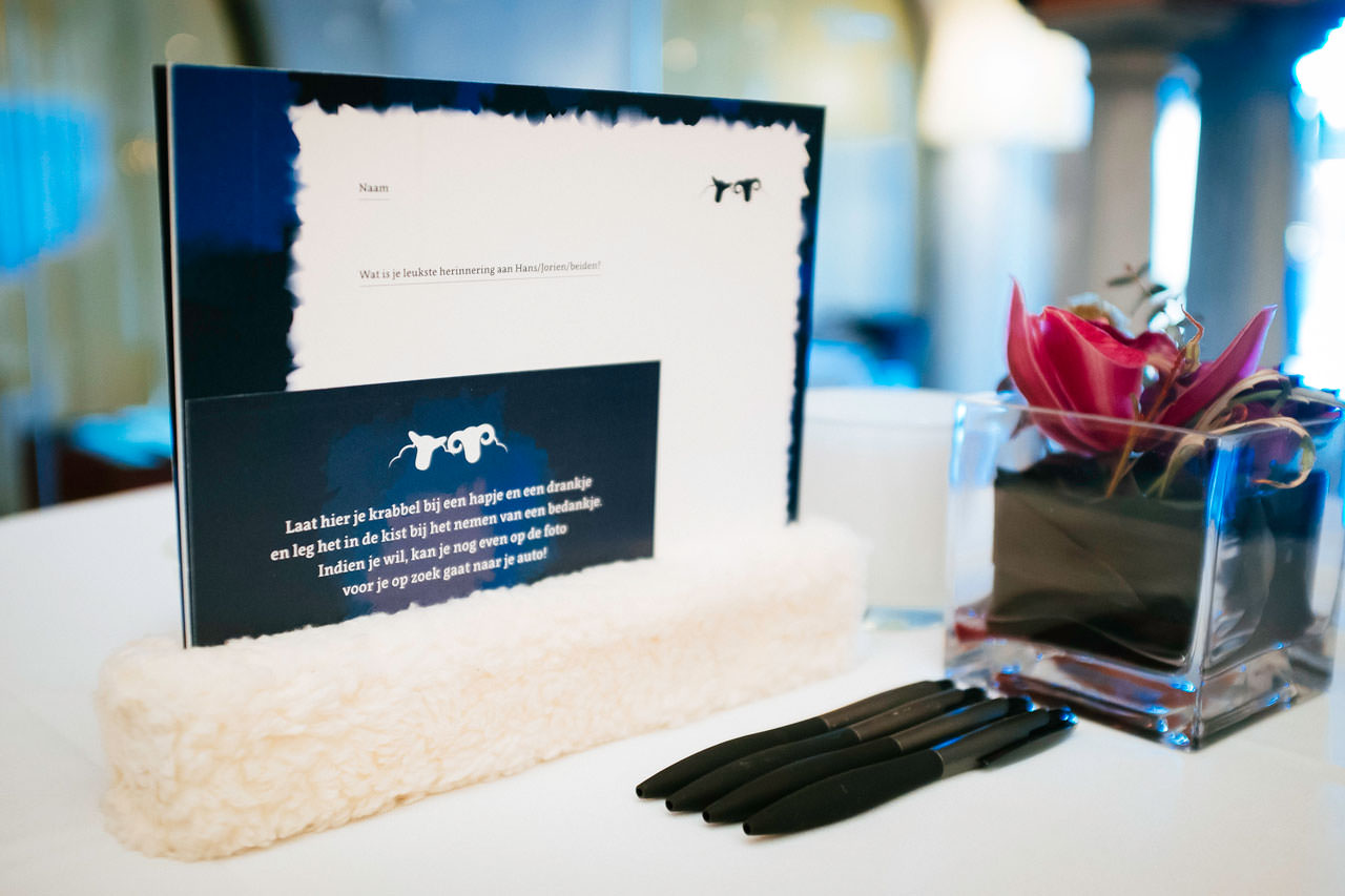Guestbook (or guest cards in this case) for people to fill in.
