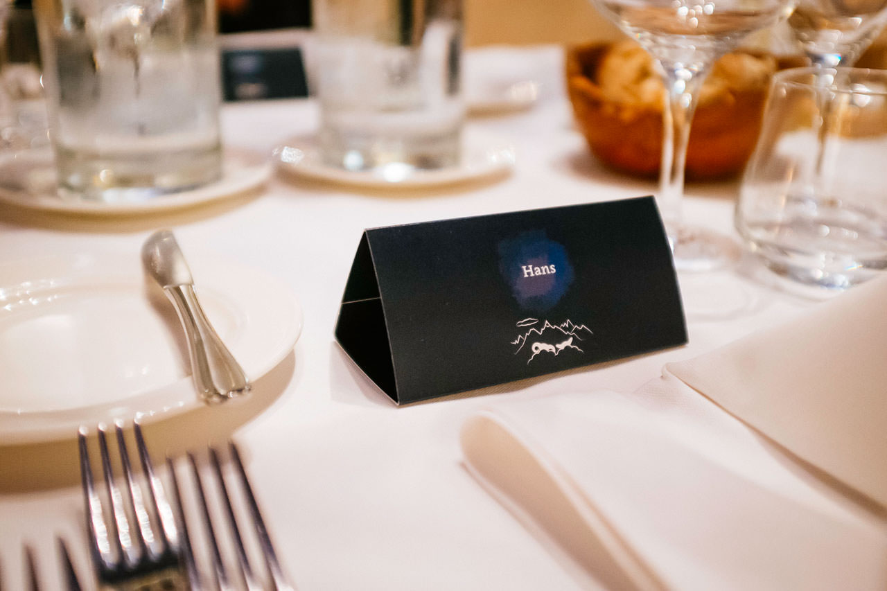 Name cards at the dining table.