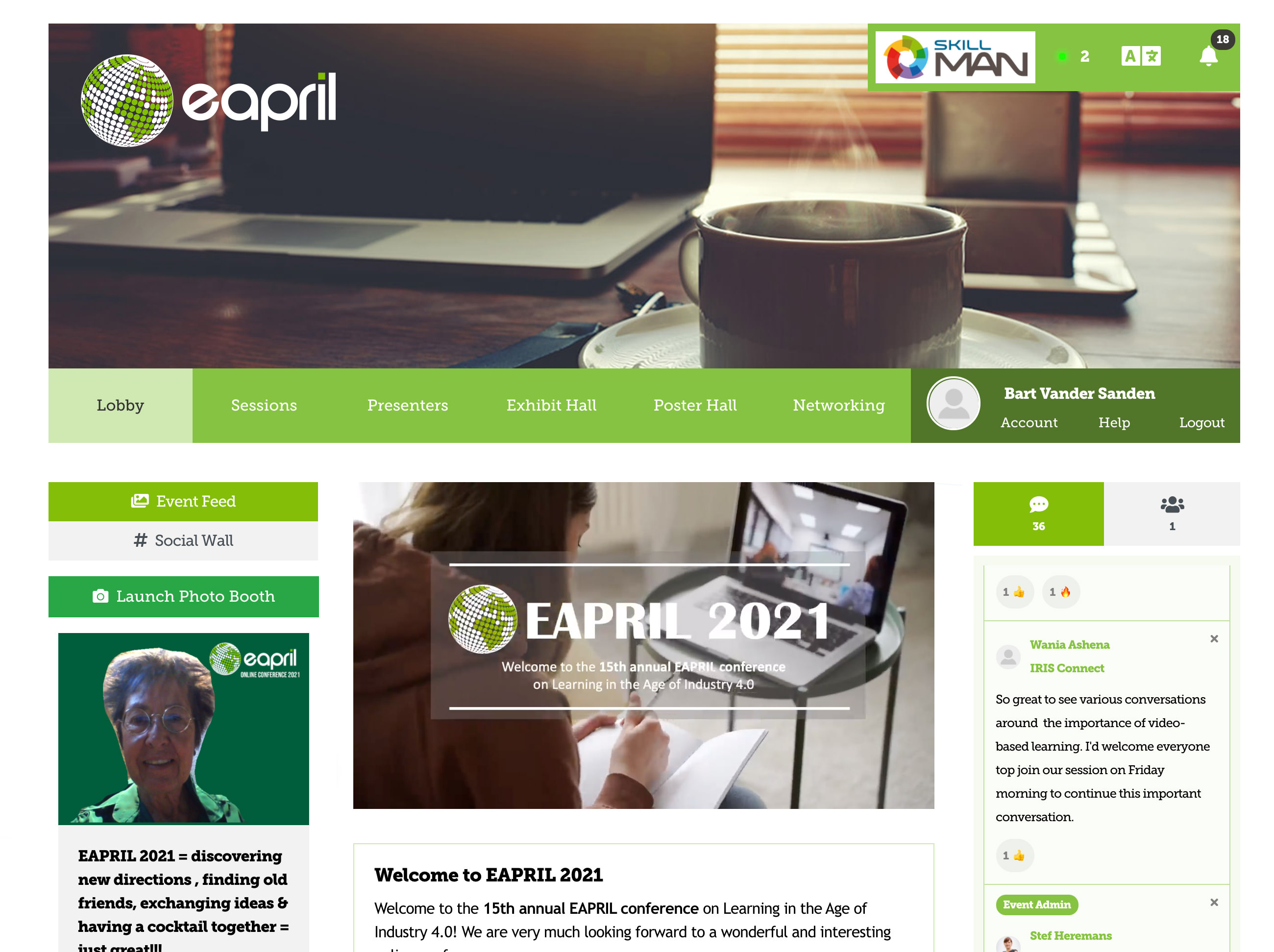 EARLI/EAPRIL/JURE - Digital Conferences - Styling of Pheedloop website